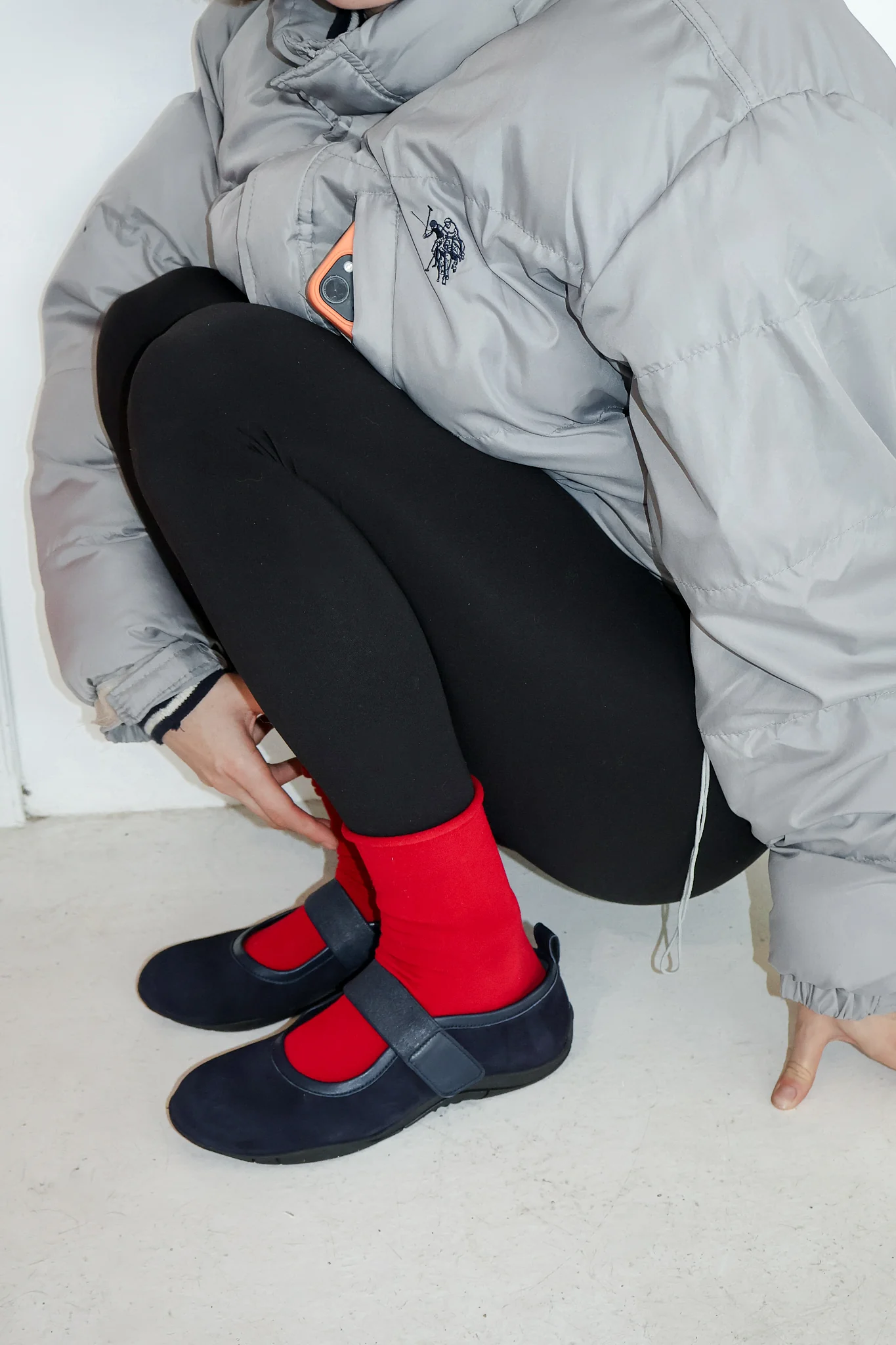Evora Navy Suede Ballerina - Image 4